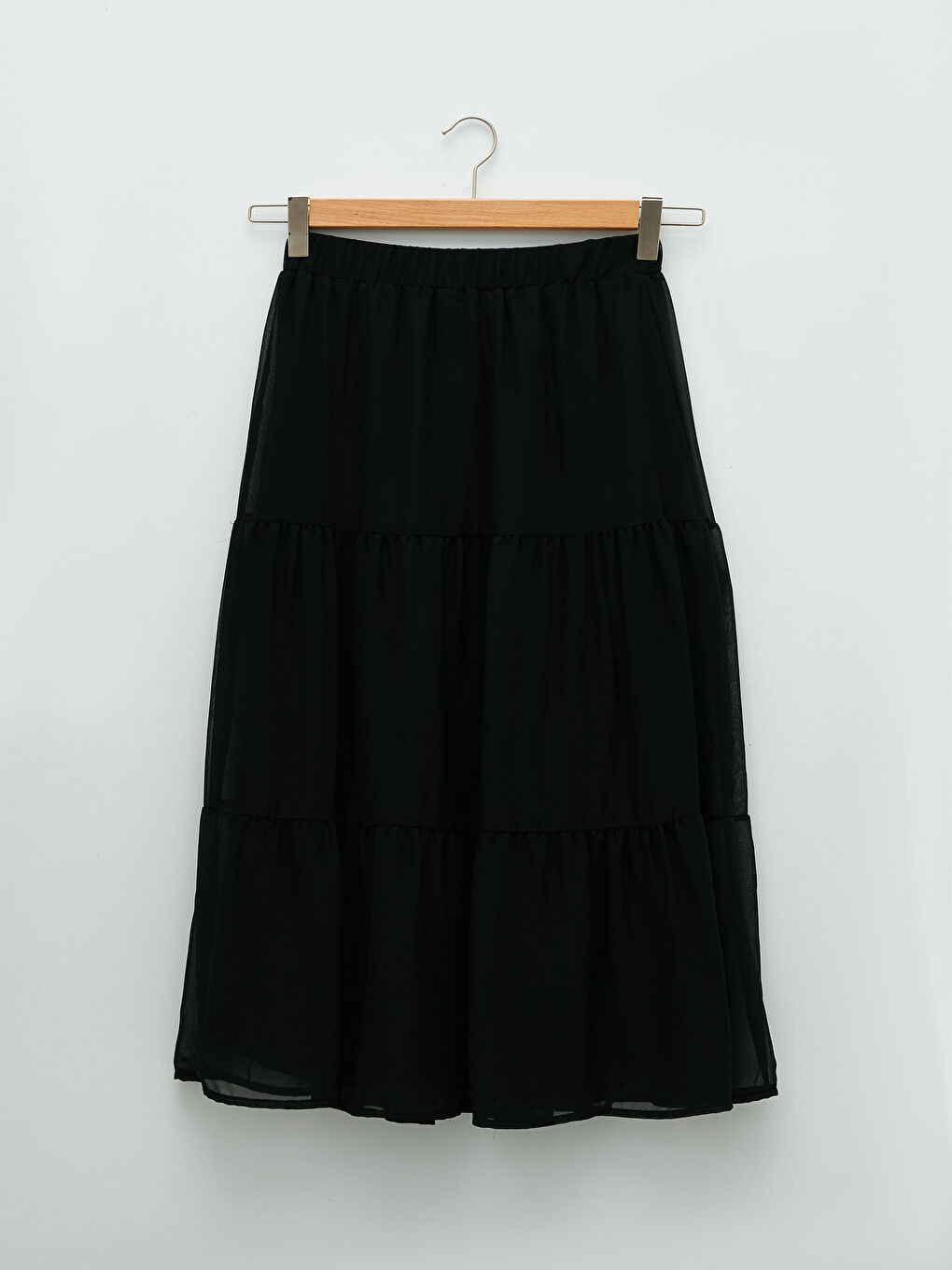 Elastic Waist Straight Chiffon Women's Flared Skirt-4