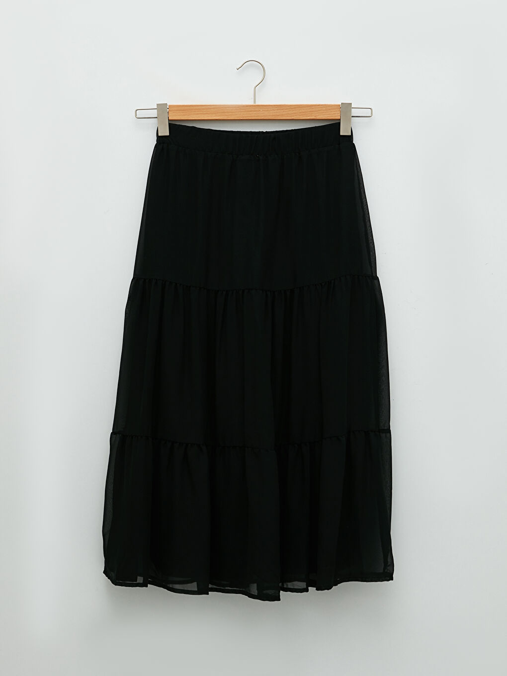 Elastic Waist Straight Chiffon Women's Flared Skirt-5