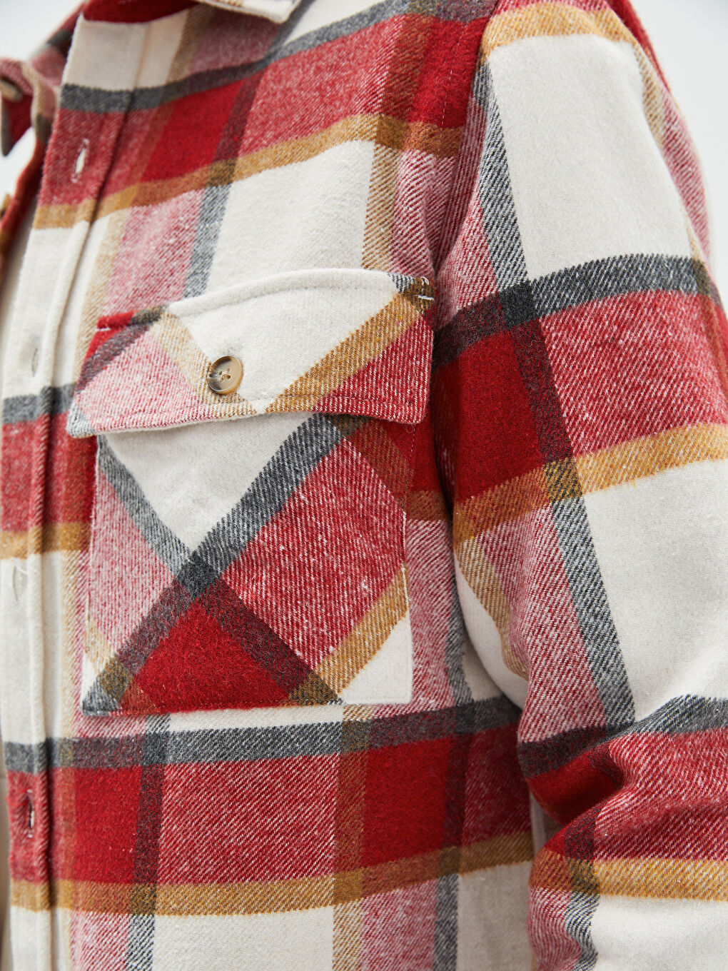 Kırmızı Regular Fit Uzun Kollu Ekose Erkek Oduncu Gömlek-3