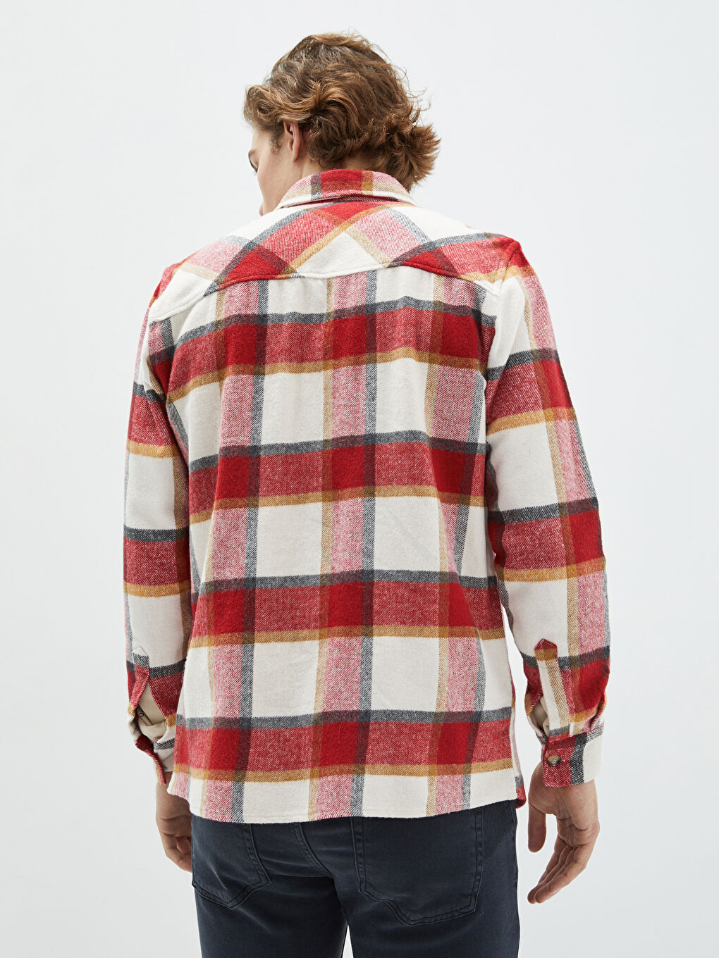 Kırmızı Regular Fit Uzun Kollu Ekose Erkek Oduncu Gömlek-4