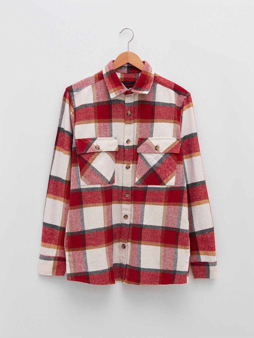 Kırmızı Regular Fit Uzun Kollu Ekose Erkek Oduncu Gömlek-5