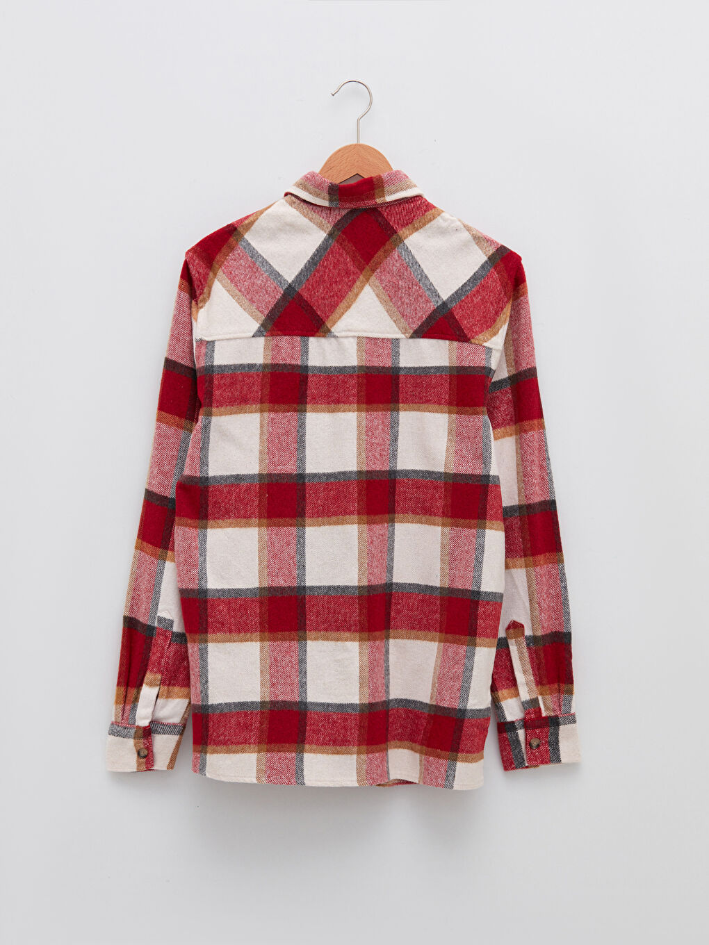 Kırmızı Regular Fit Uzun Kollu Ekose Erkek Oduncu Gömlek-6