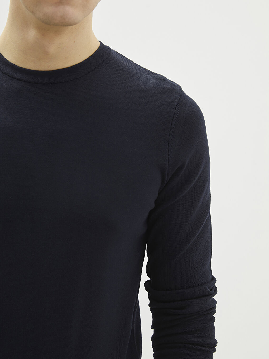 Lacivert Bisiklet Yaka Erkek Triko Kazak-3