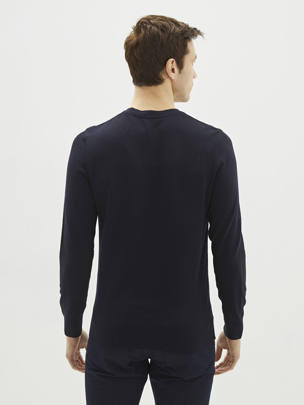 Lacivert Bisiklet Yaka Erkek Triko Kazak-4