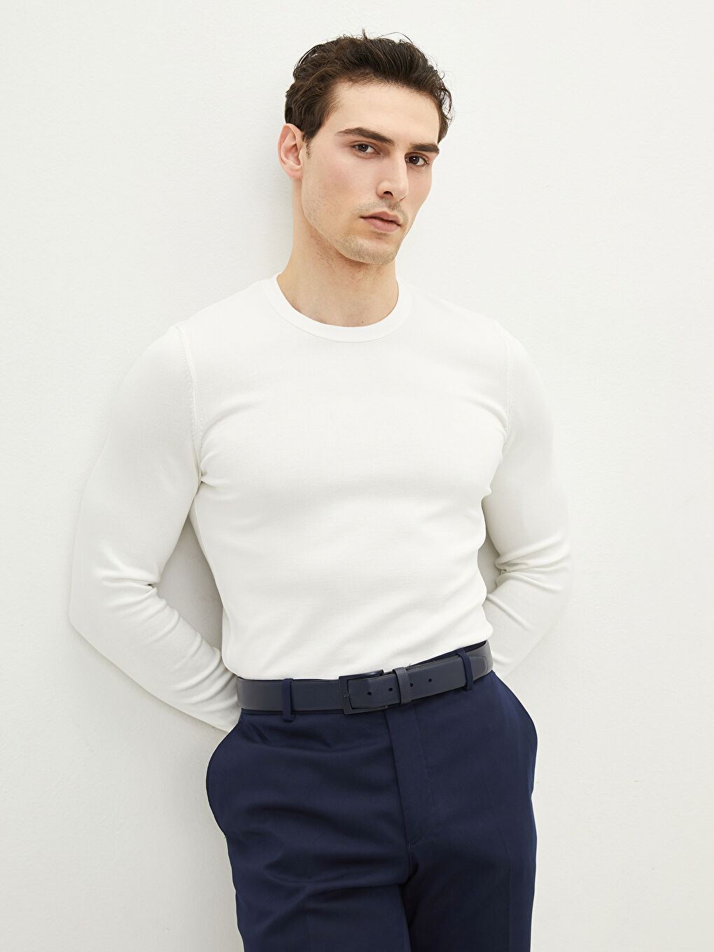 Rundhalsausschnitt Langarm Herren Strickpullover