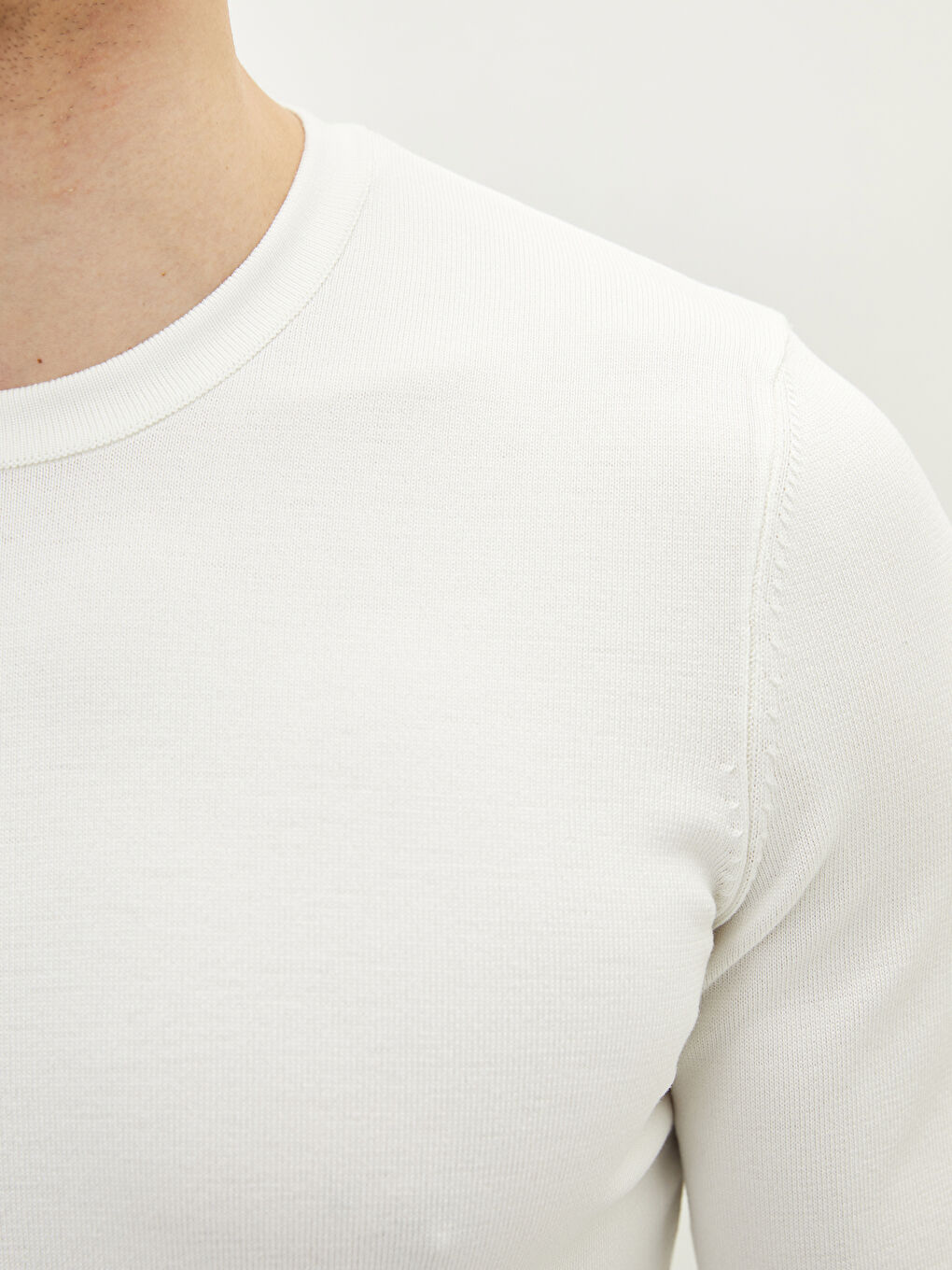 Rundhalsausschnitt Langarm Herren Strickpullover-3