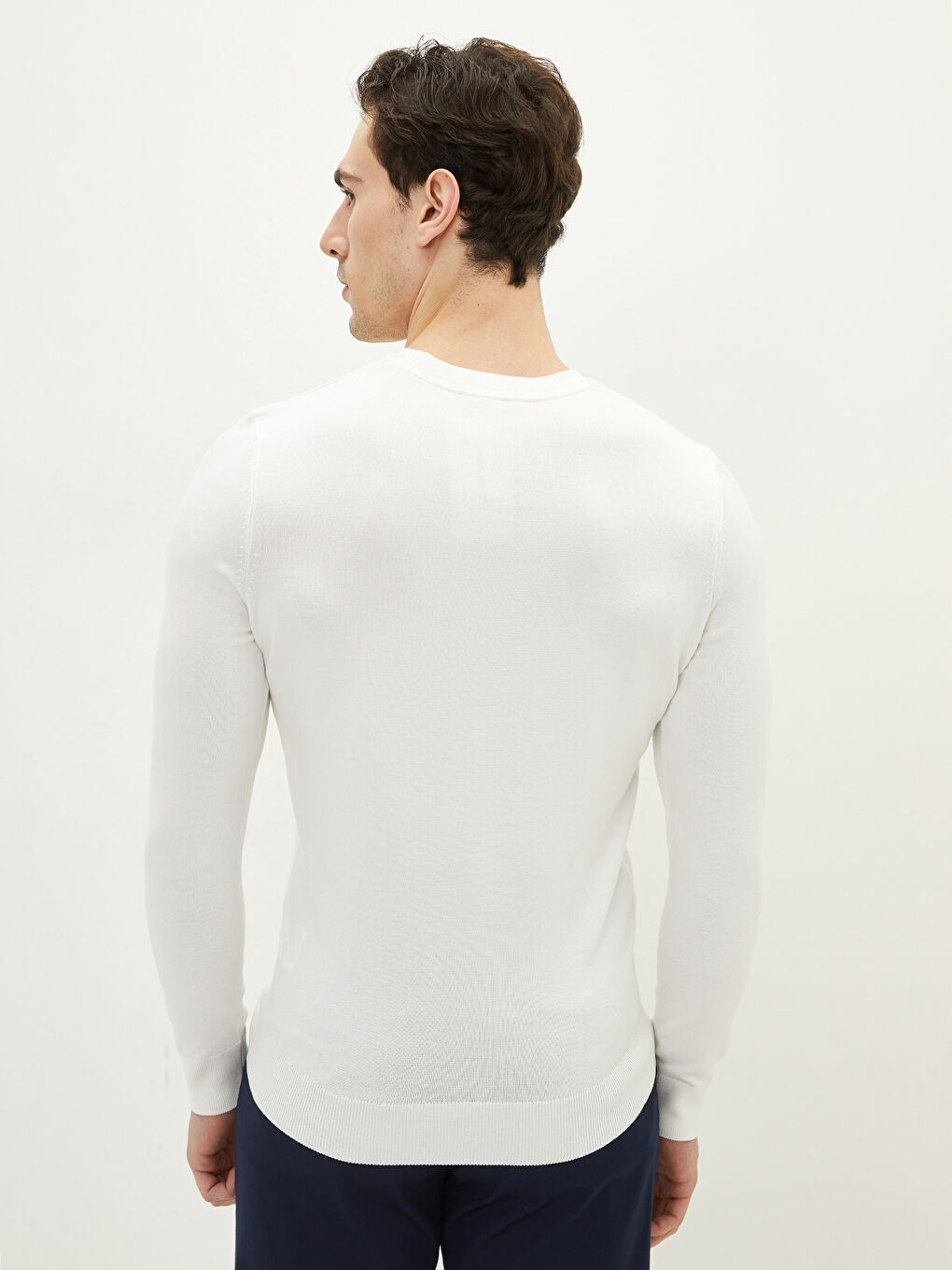 Rundhalsausschnitt Langarm Herren Strickpullover-4