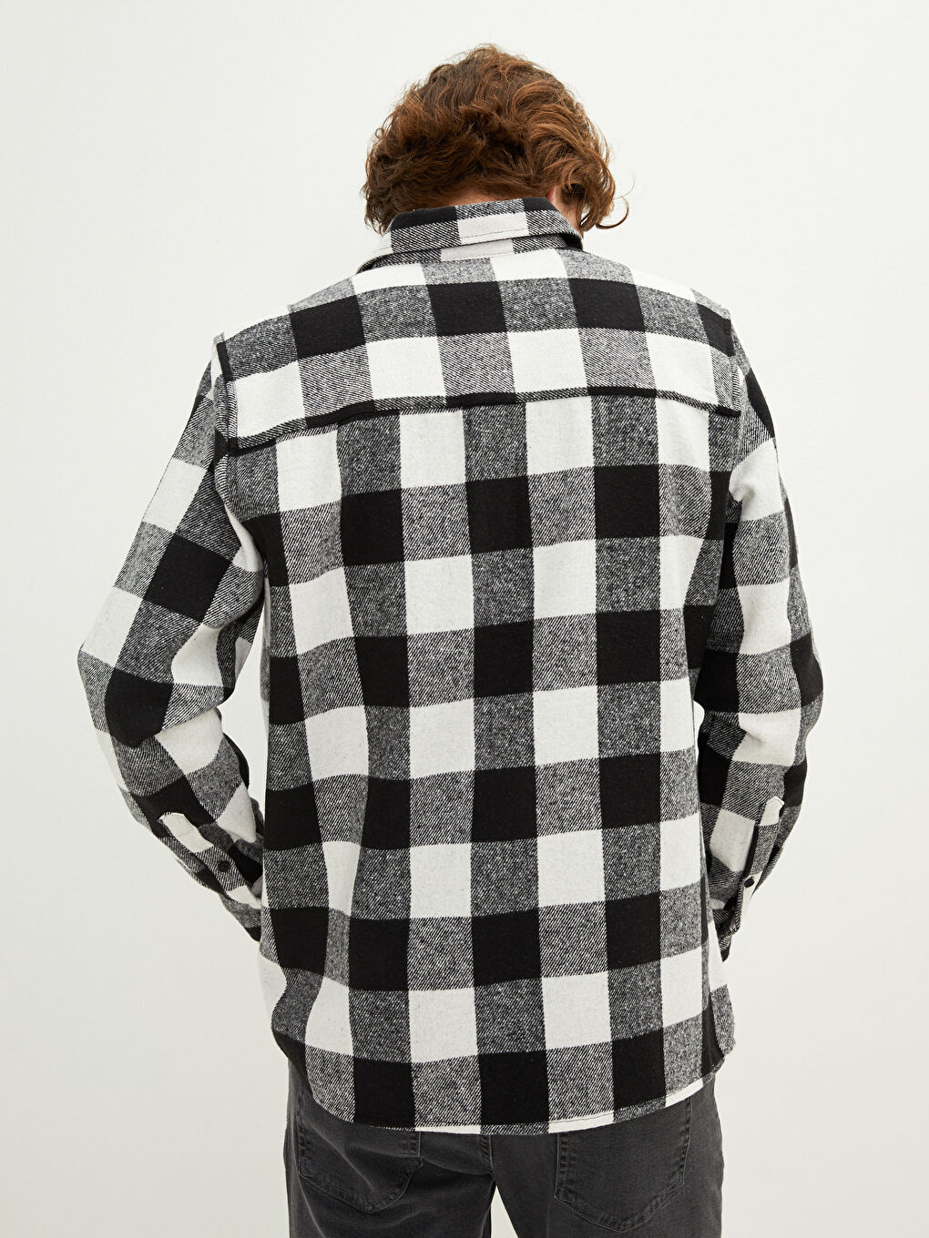 Regular Fit Long Sleeve Plaid Men's Flannel Shirt Jacket-6