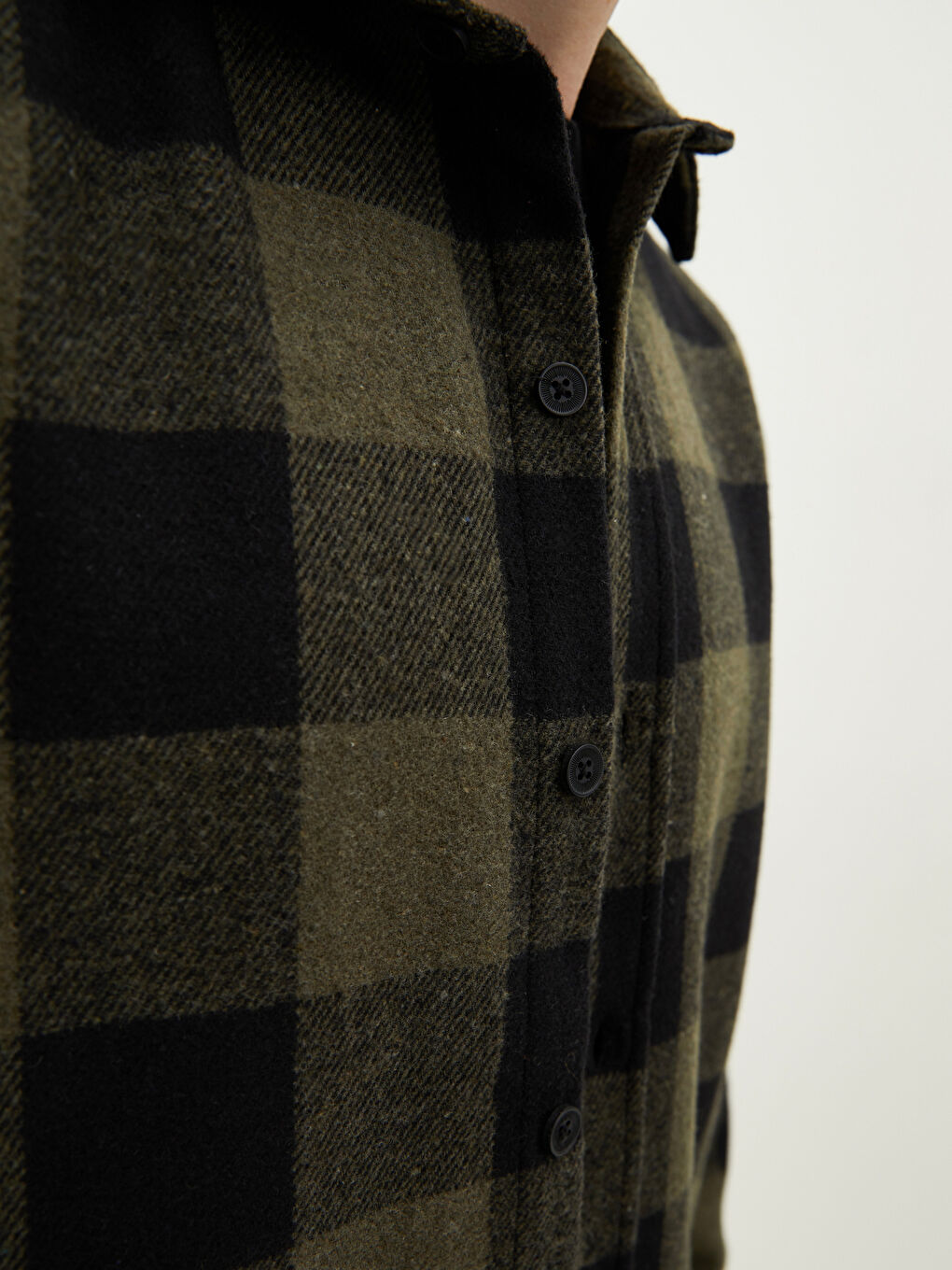 რეგულარული ჭრა გრძელმკლავიანი პლედი მამაკაცის ფლანელის პერანგი ჟაკეტი-5