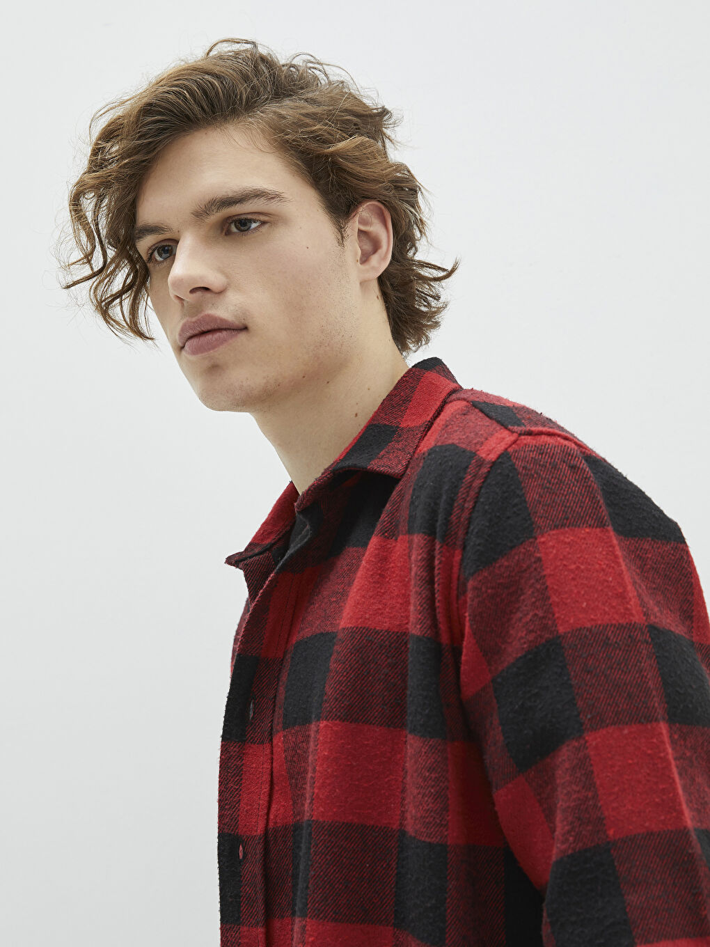 Veste Chemise en Flanelle Écossaise à Manches Longues Coupe Régulière pour Hommes-1