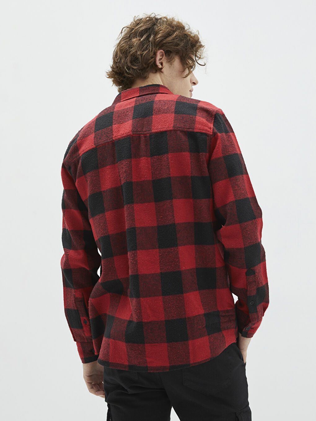 Veste Chemise en Flanelle Écossaise à Manches Longues Coupe Régulière pour Hommes-4