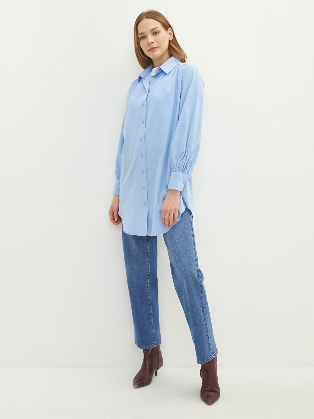 نساء سروال واسع بجيوب مفصلة جينز-1