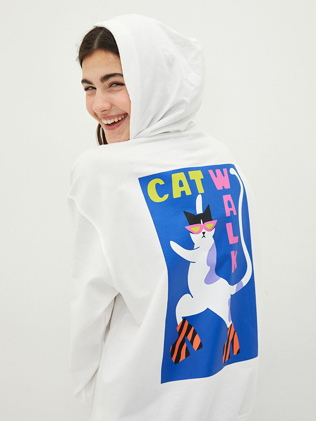 Hanorac pentru Femei cu Glugă, Imprimat și Mânecă Lungă