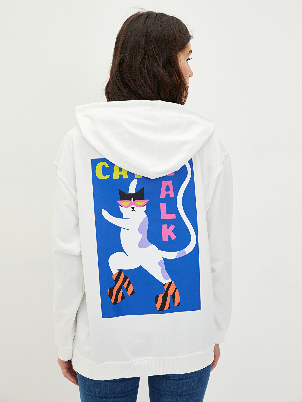 Hanorac pentru Femei cu Glugă, Imprimat și Mânecă Lungă-4