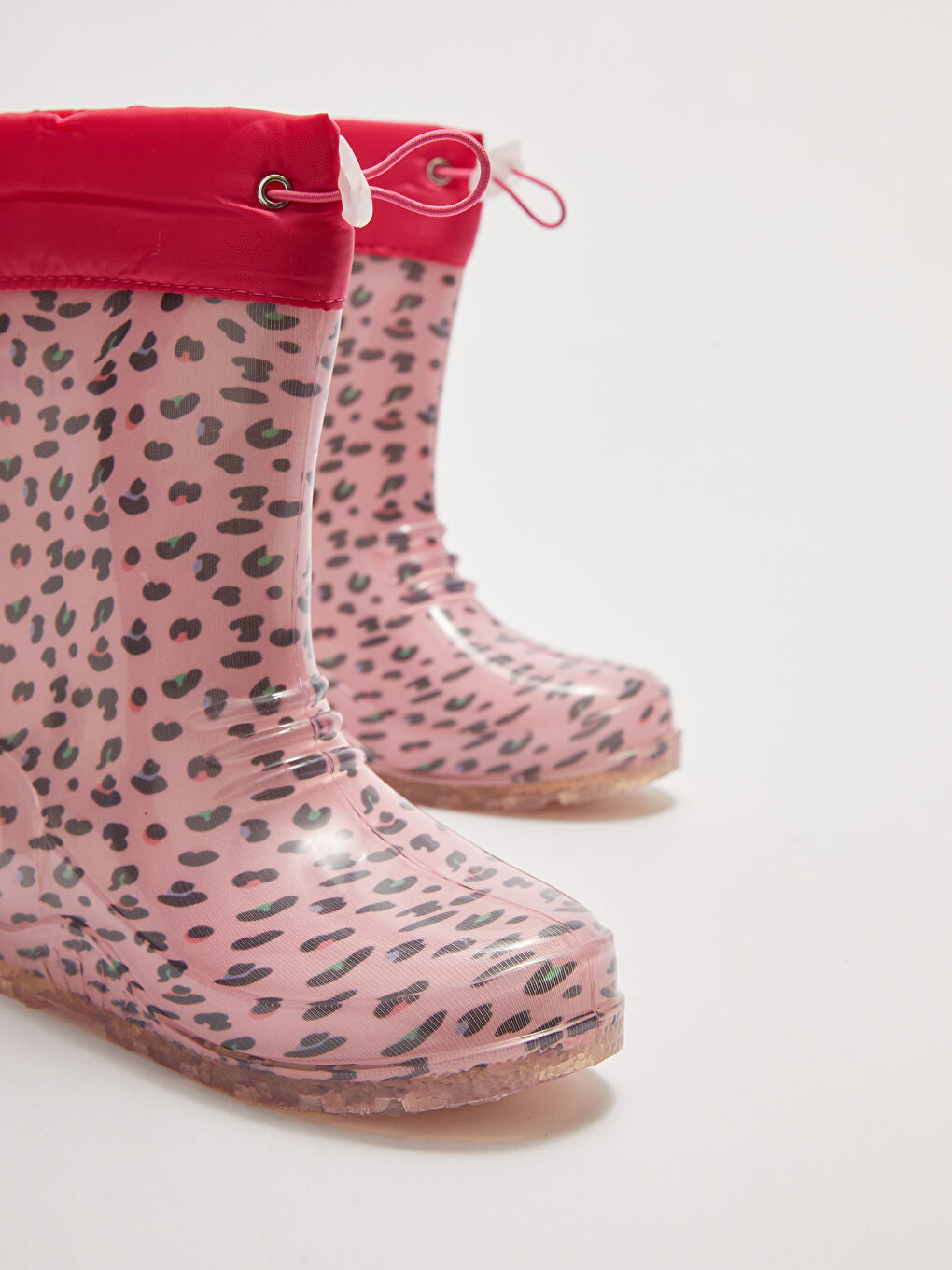 Pembe Baskılı Elastik Bağcıklı Kız Çocuk Yağmur Botu-3