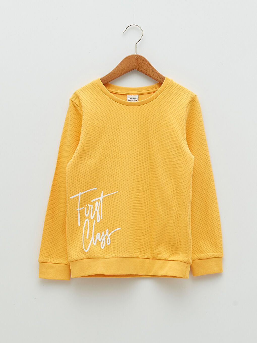 Turuncu Bisiklet Yaka Baskılı Uzun Kollu Pamuklu Erkek Çocuk Tişört