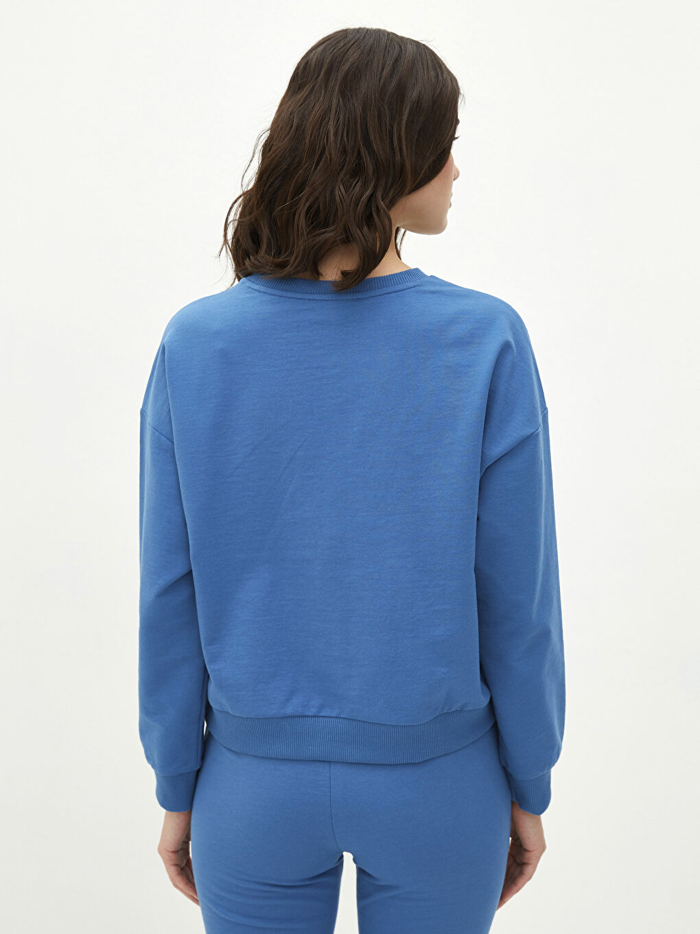 Mavi Bisiklet Yaka Renk Bloklu Uzun Kollu Kadın Sweatshirt-4