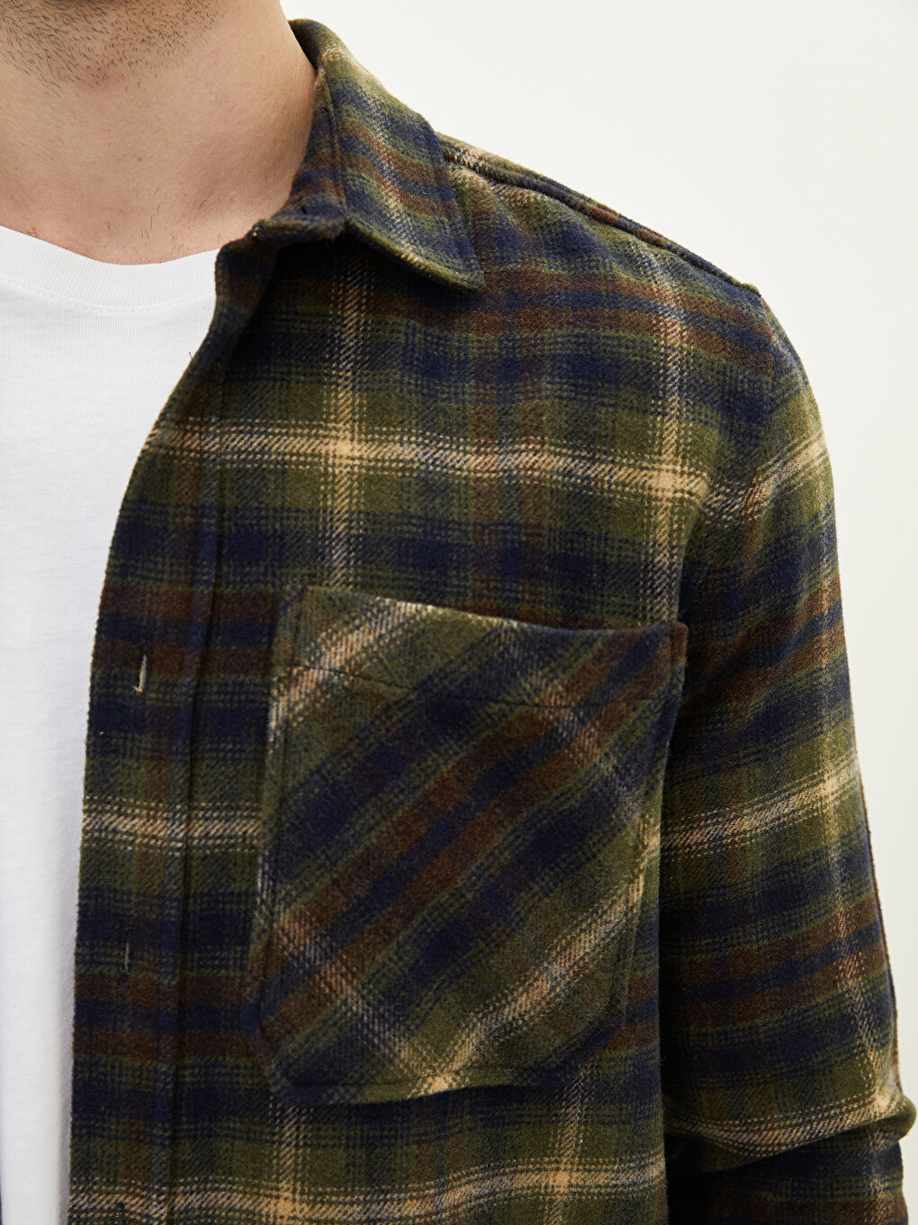 Yeşil Regular Fit Uzun Kollu Ekose Erkek Oduncu Gömlek-3