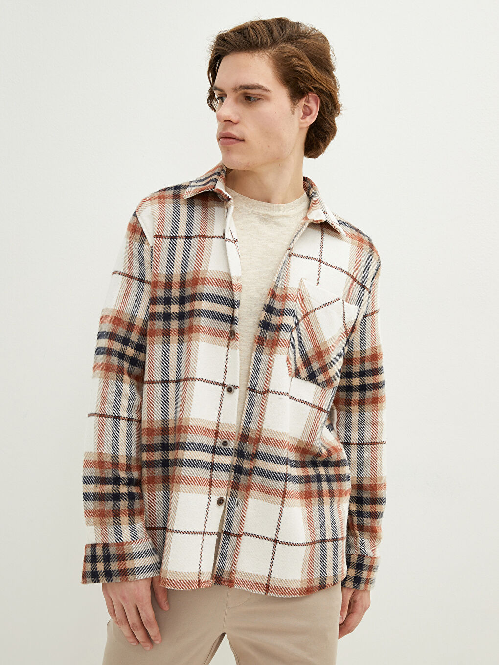 Regular Fit Long Sleeve Plaid Men's Flannel Shirt