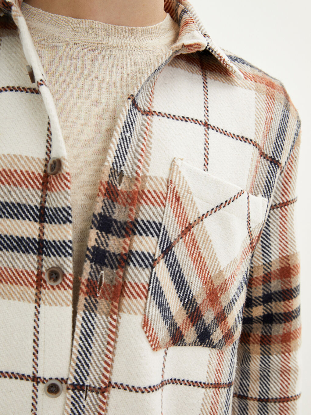 Regular Fit Long Sleeve Plaid Men's Flannel Shirt-3