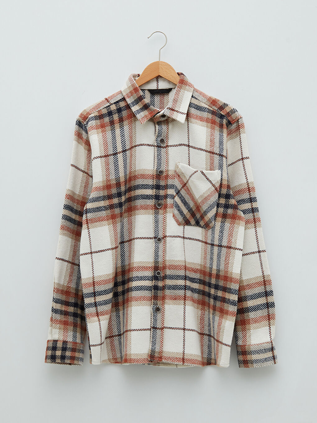 Regular Fit Long Sleeve Plaid Men's Flannel Shirt-5