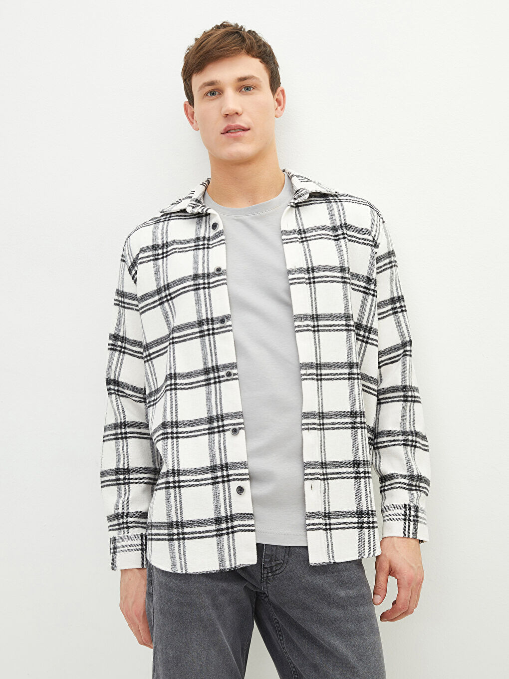 【えるちページ】 XSIDE Regular Fit Long Sleeve Plaid Men's Flannel Shirt