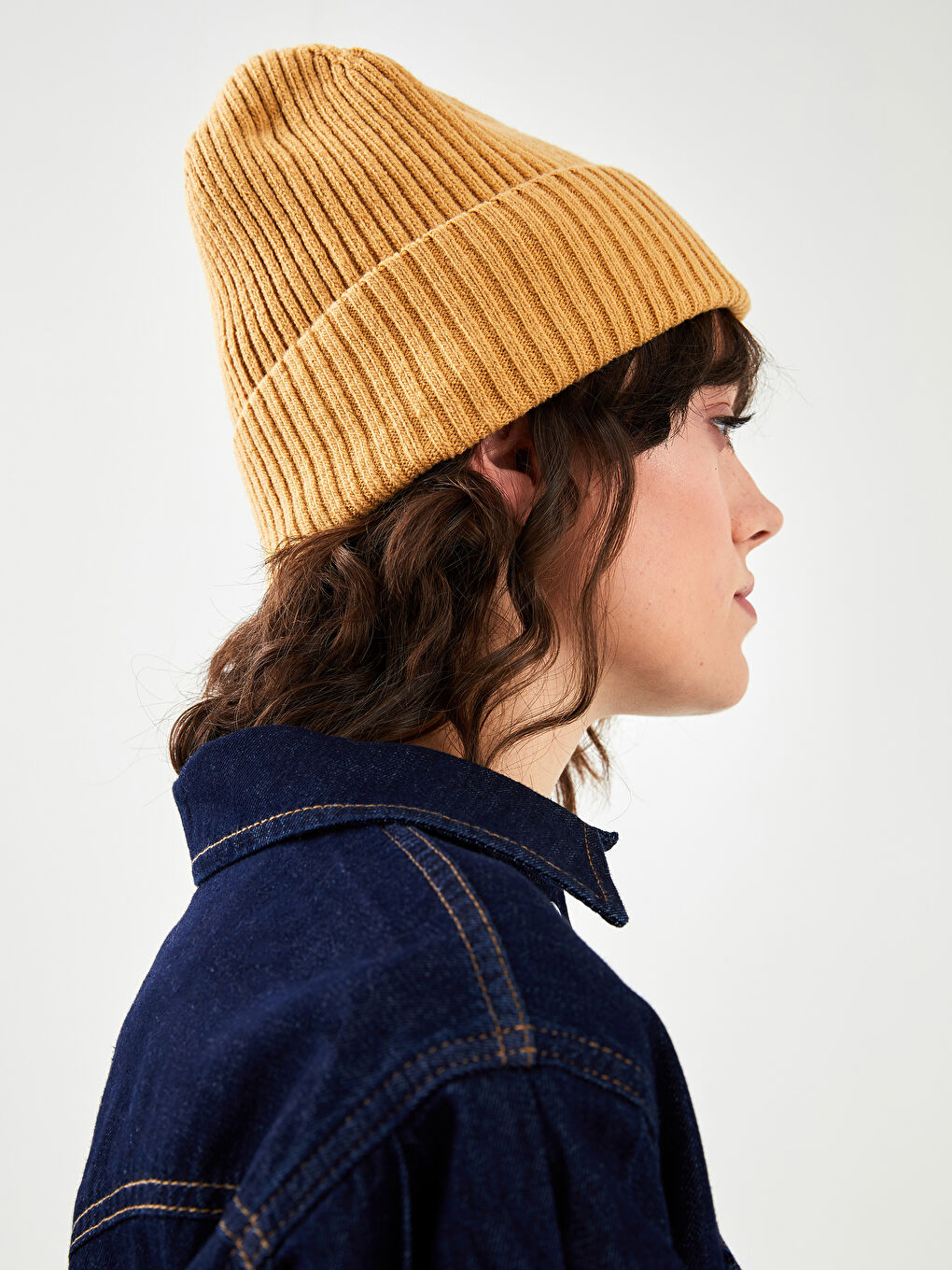 Kahverengi Kadın Düz Triko Bere