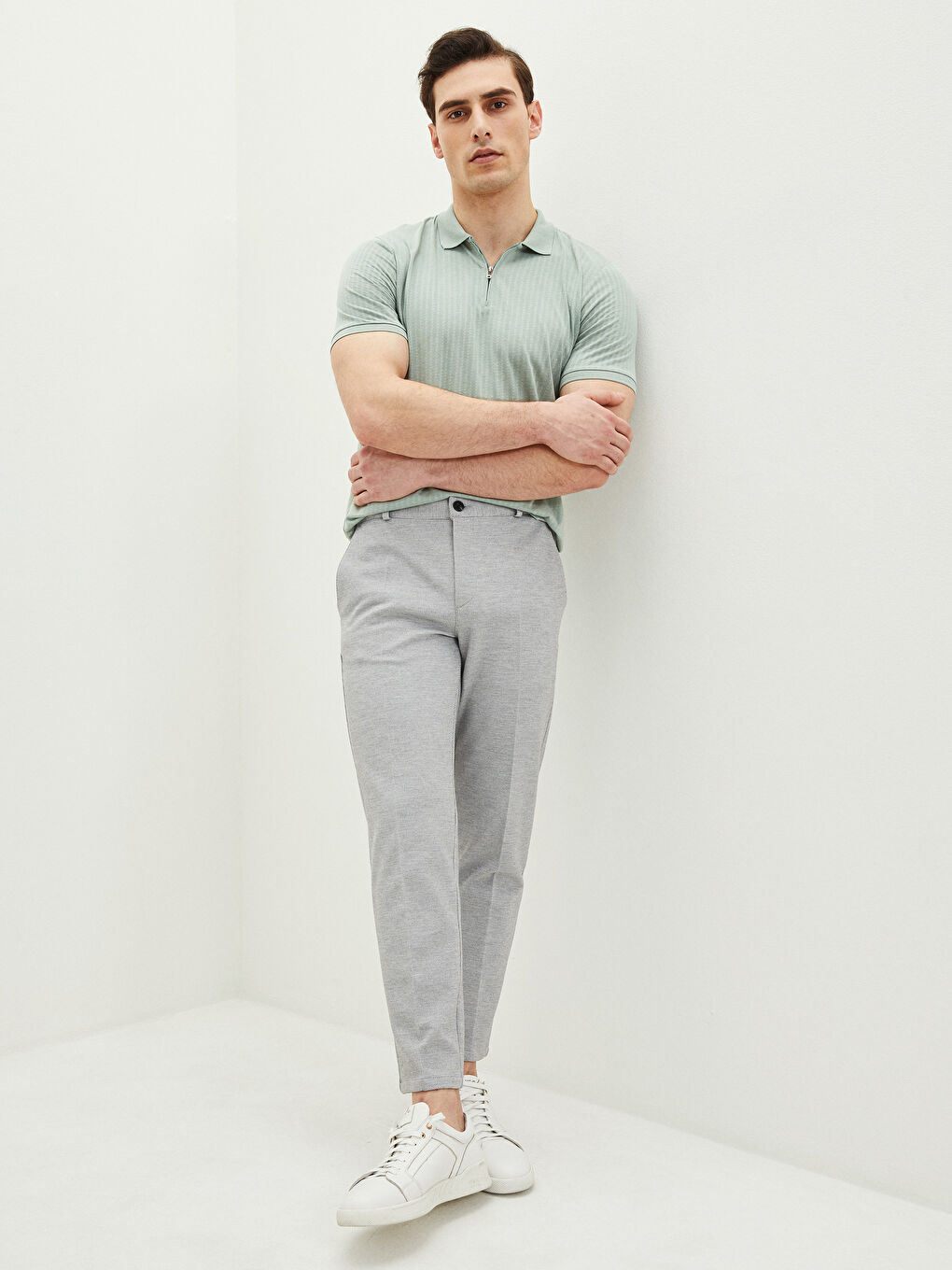 Gri Slim Fit Erkek Pantolon-1