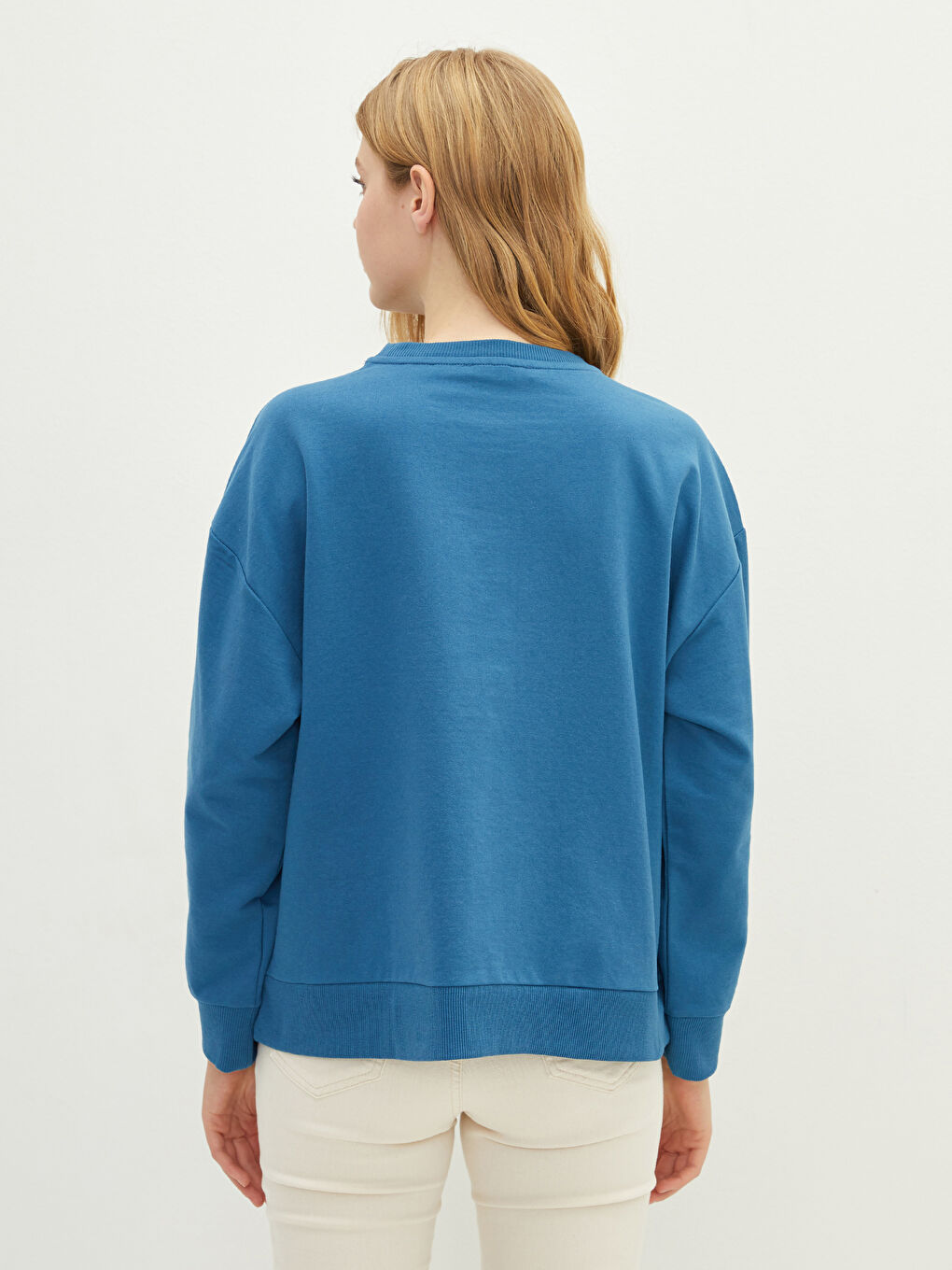 Mavi Bisiklet Yaka Yazı Baskılı Uzun Kollu Kadın Sweatshirt-3