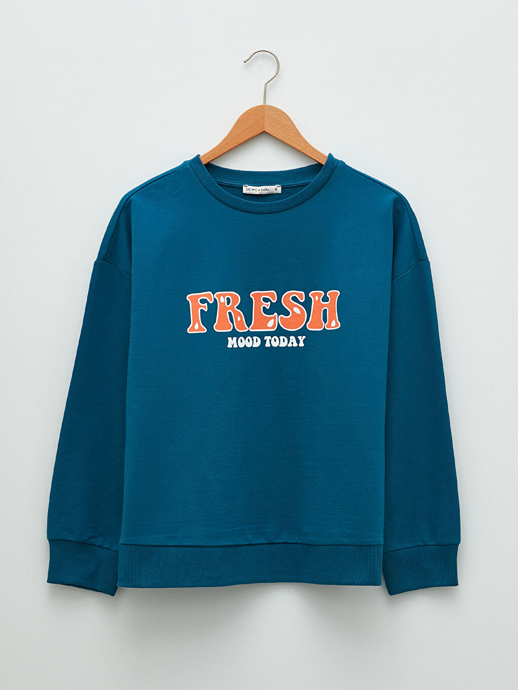 Mavi Bisiklet Yaka Yazı Baskılı Uzun Kollu Kadın Sweatshirt-4