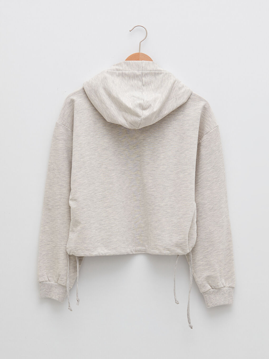 Gri Kapüşonlu Yazı Baskılı Uzun Kollu Kadın Sweatshirt-6