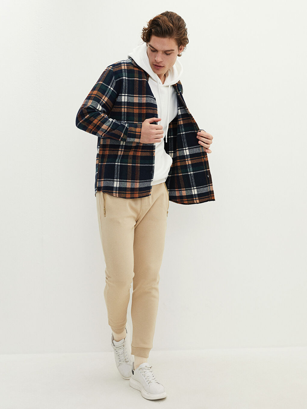 XSIDE Regular Fit Long Sleeve Plaid Men's Flannel Shirt Jacket -W1LU55Z8-LND