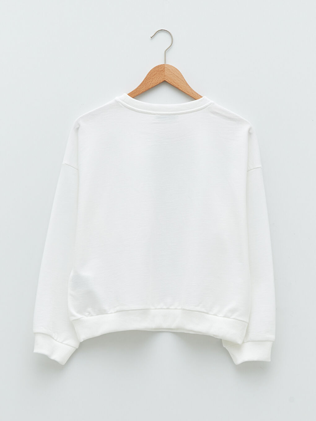 Ekru Bisiklet Yaka Dokulu Kadın Sweatshirt-6