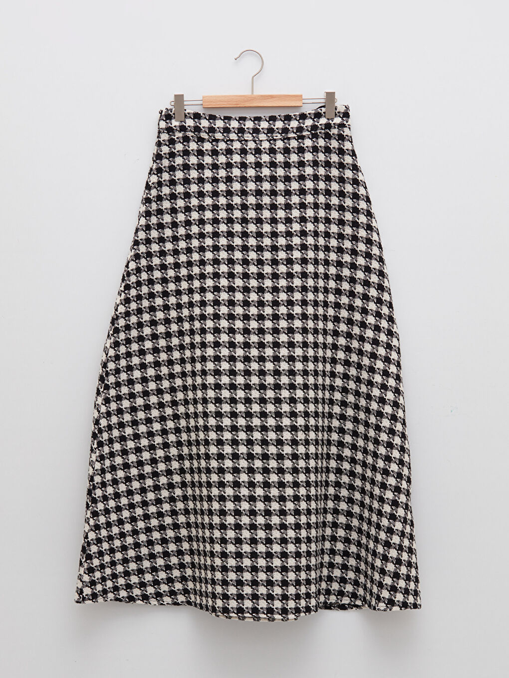 Zippered Waist Plaid A Cut Gabardine Fabric Women's Skirt-3