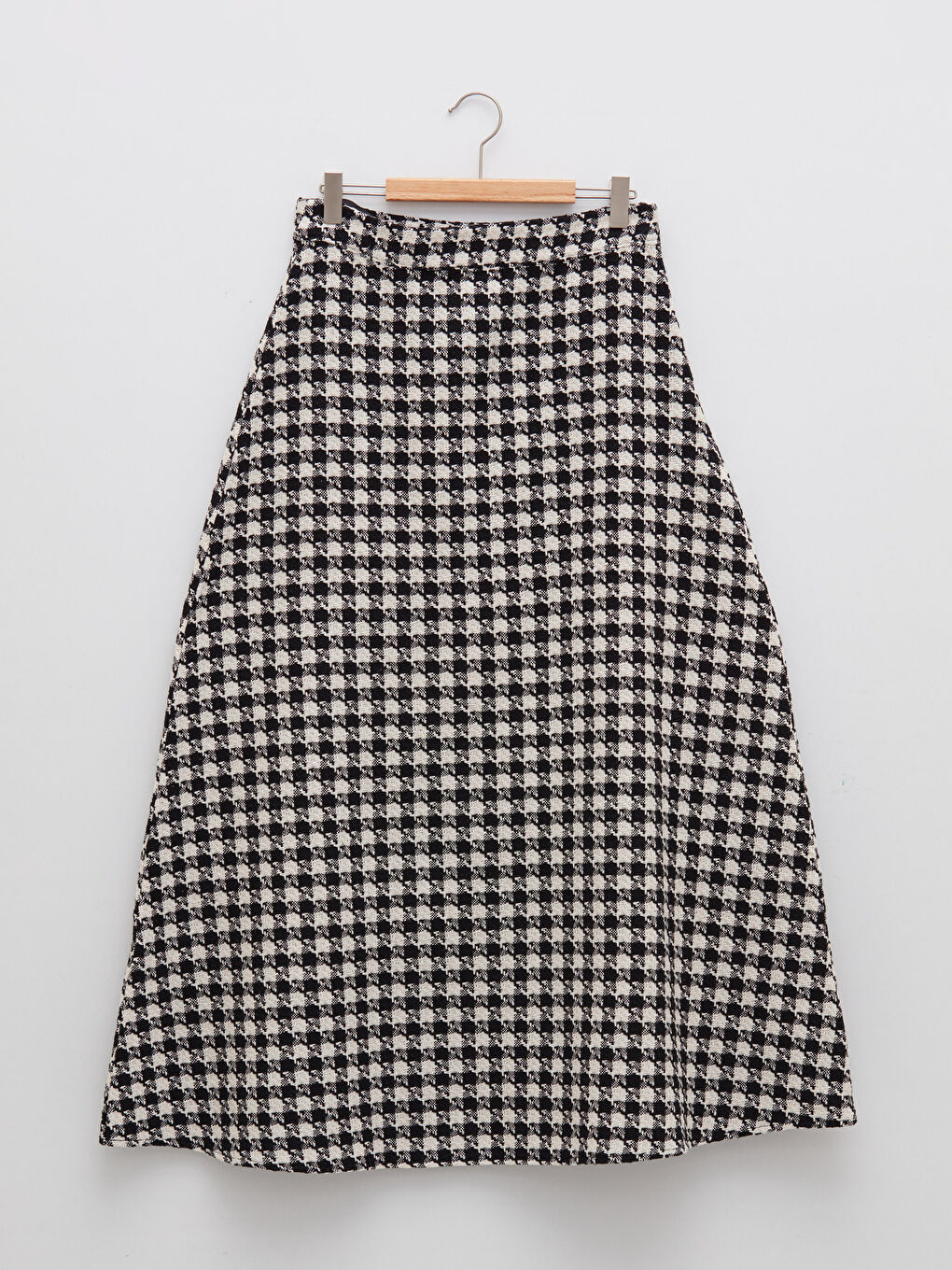 Zippered Waist Plaid A Cut Gabardine Fabric Women's Skirt-4