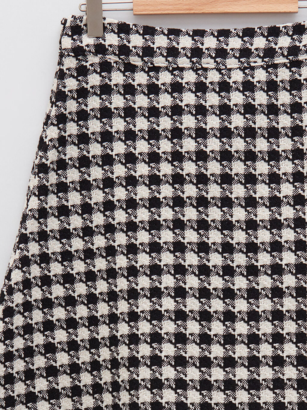 Zippered Waist Plaid A Cut Gabardine Fabric Women's Skirt-5