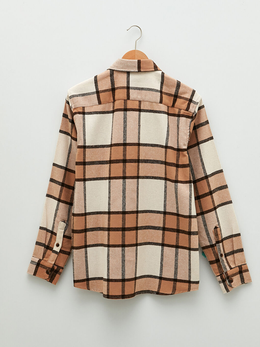 Bej Regular Fit Uzun Kollu Ekose Erkek Oduncu Gömlek Ceket-6