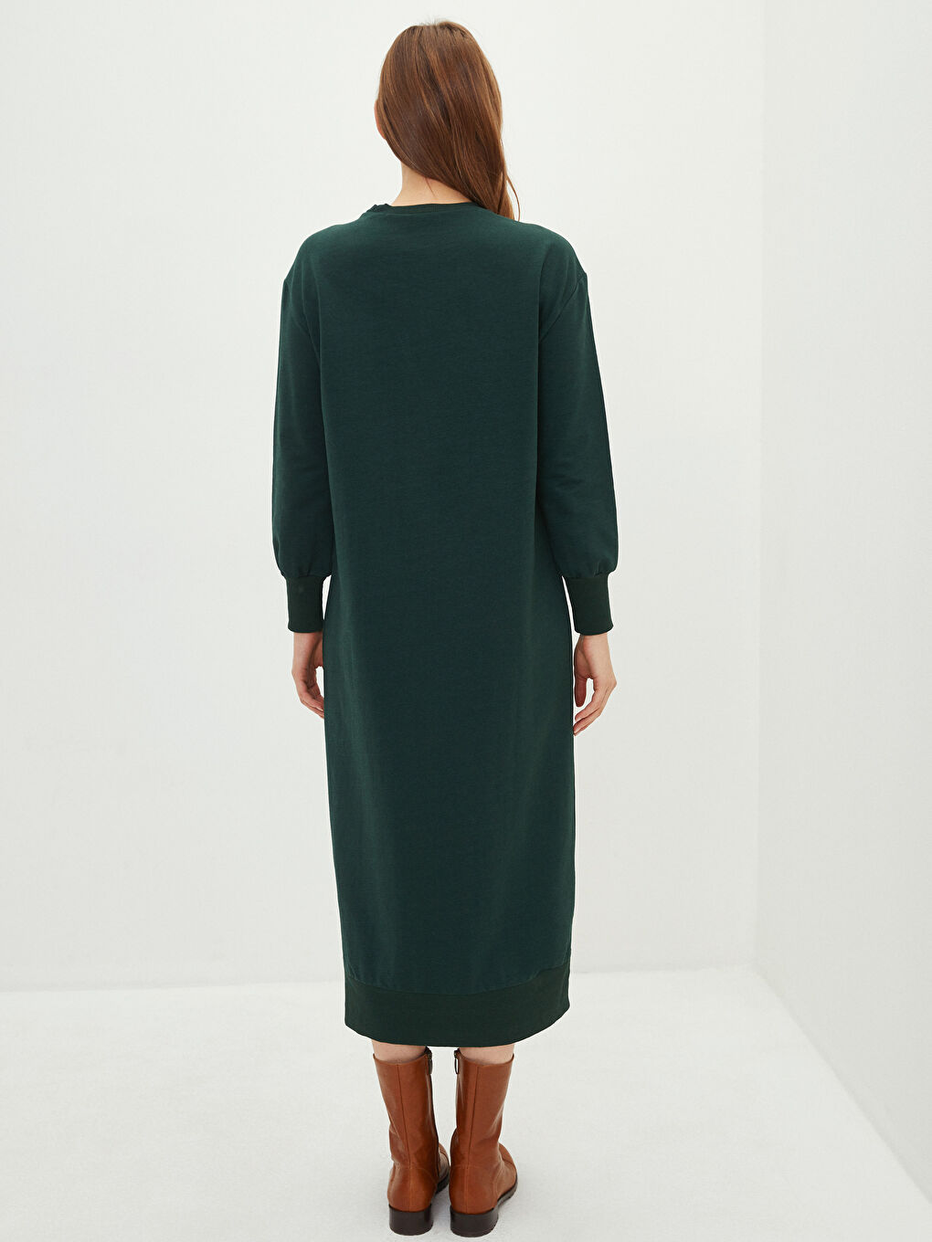 Crew Neck Plain Long Sleeve Women's Dress-4