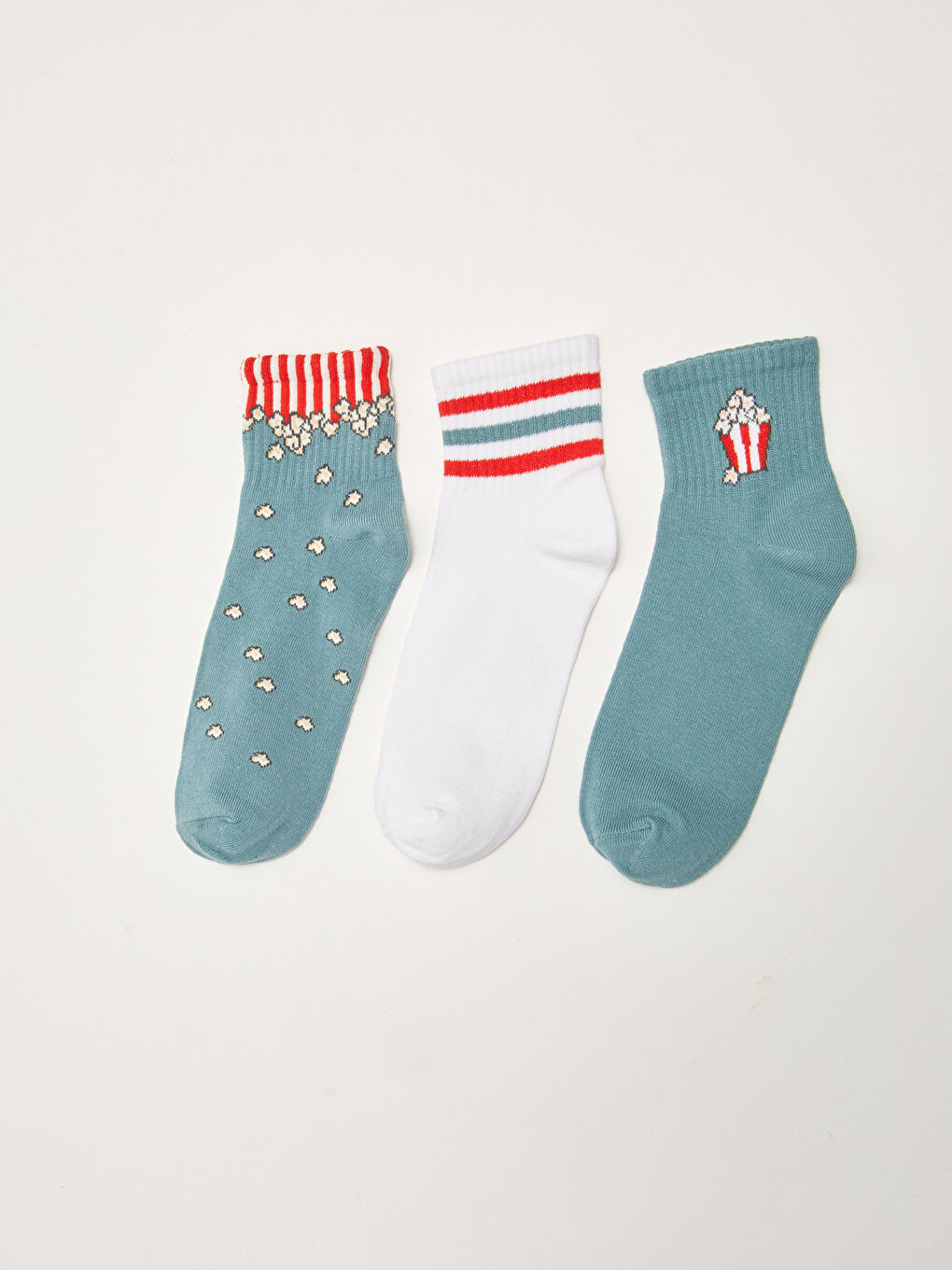 Mavi Desenli Kadın Soket Çorap 3'lü-1