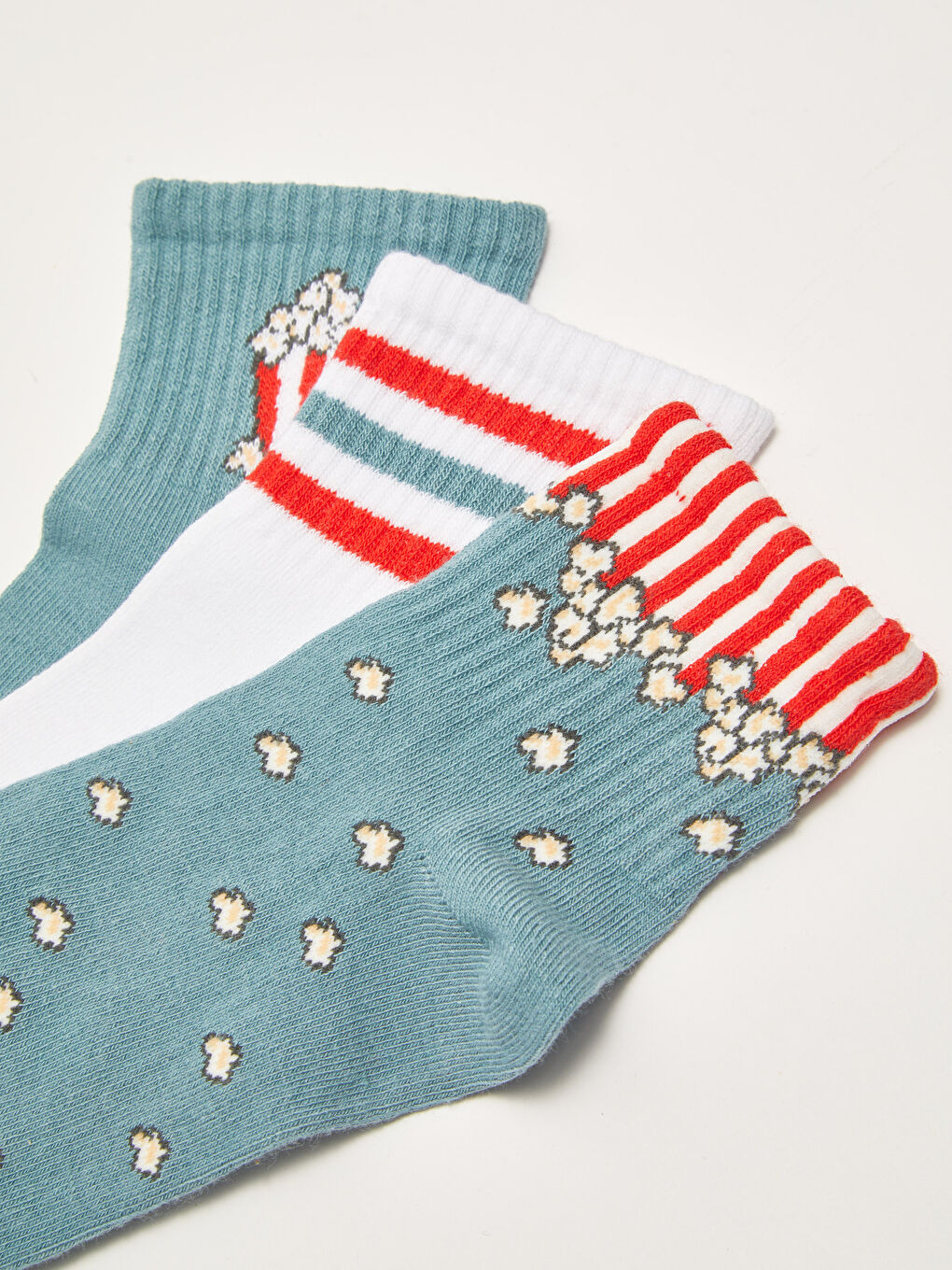 Mavi Desenli Kadın Soket Çorap 3'lü-2
