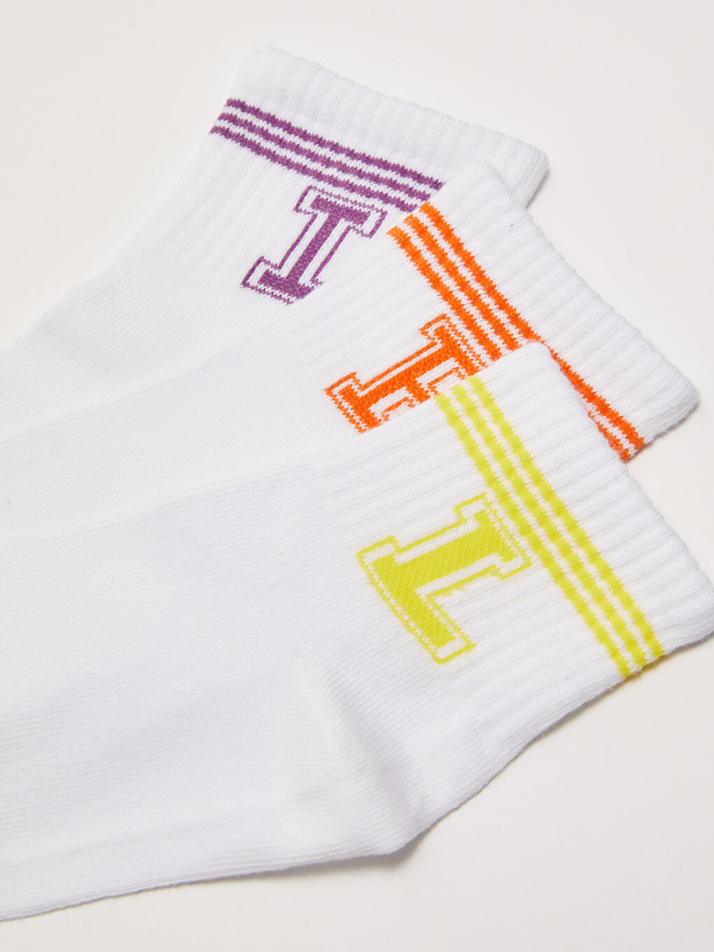 Beyaz Baskılı Kadın Soket Çorap 3'lü-2