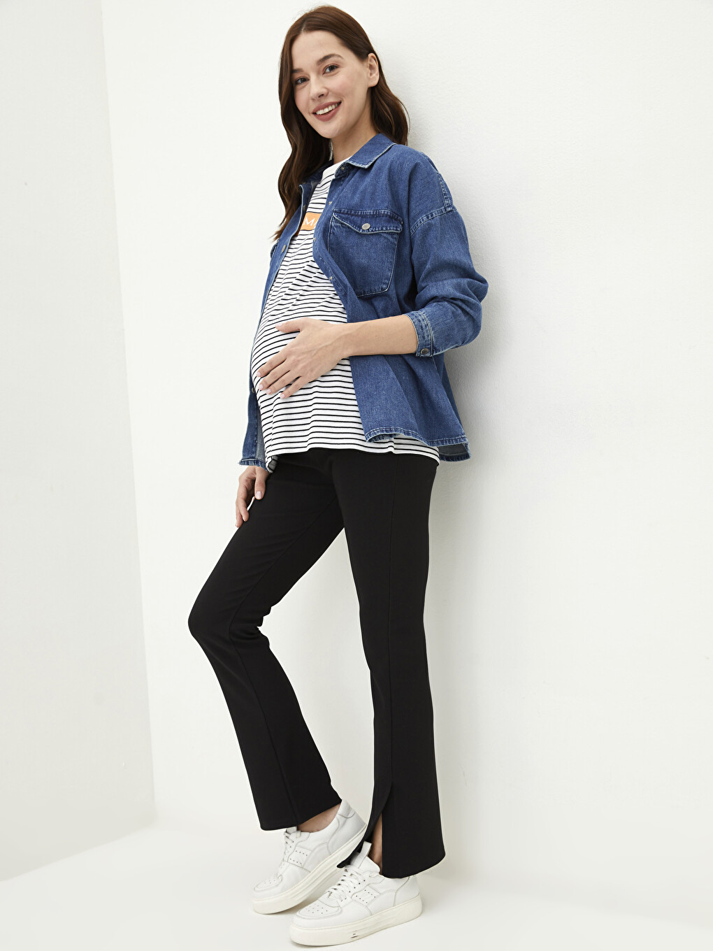 Elastic Waist Plain Maternity Leggings