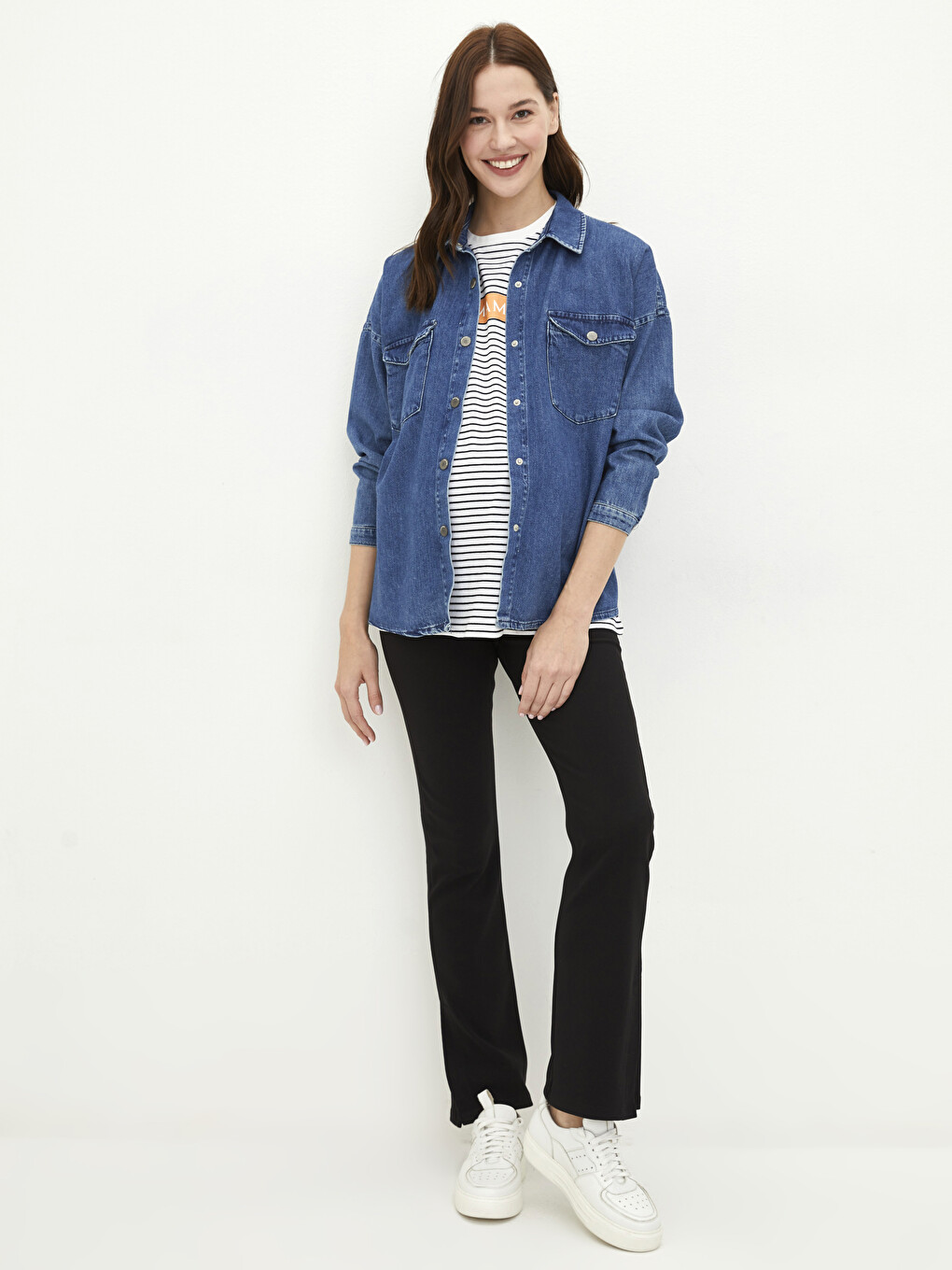 Elastic Waist Plain Maternity Leggings-1