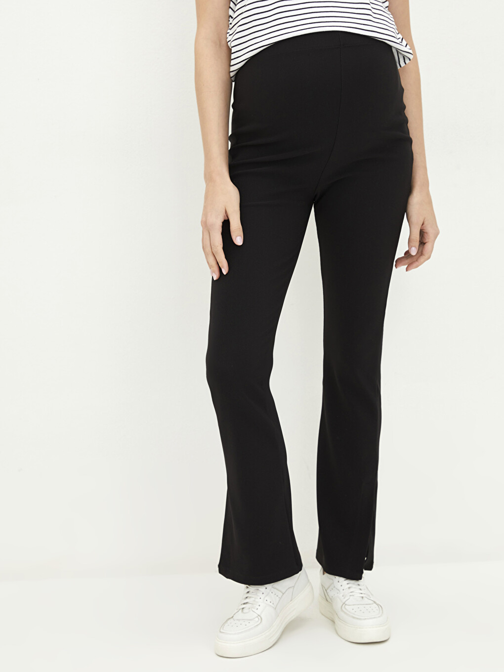 Elastic Waist Plain Maternity Leggings-2