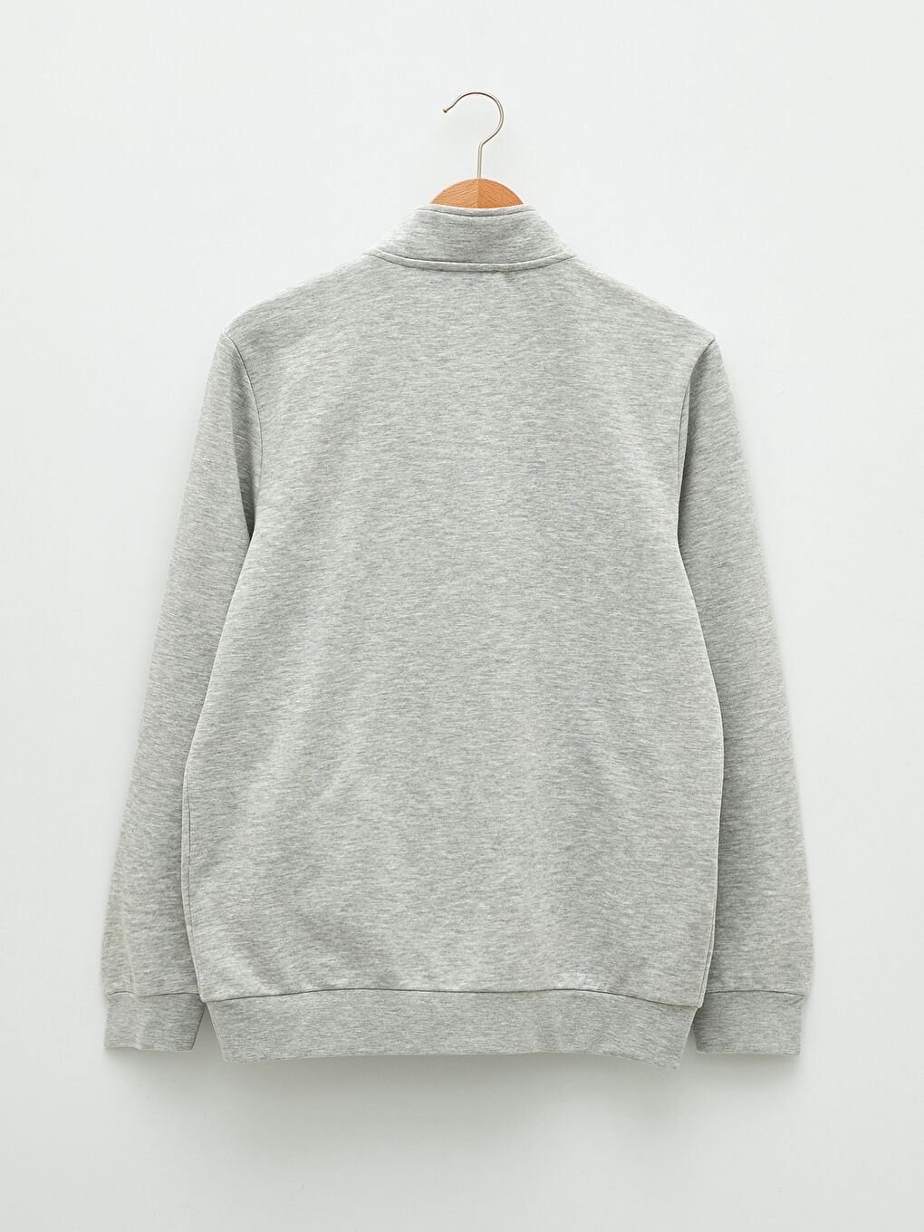 LCWAIKIKI Basic Gri Dik Yaka Uzun Kollu Erkek Sweatshirt - 6