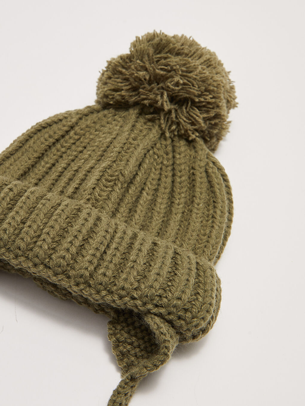 Haki Ponpon Detaylı Erkek Bebek Triko Bere-1