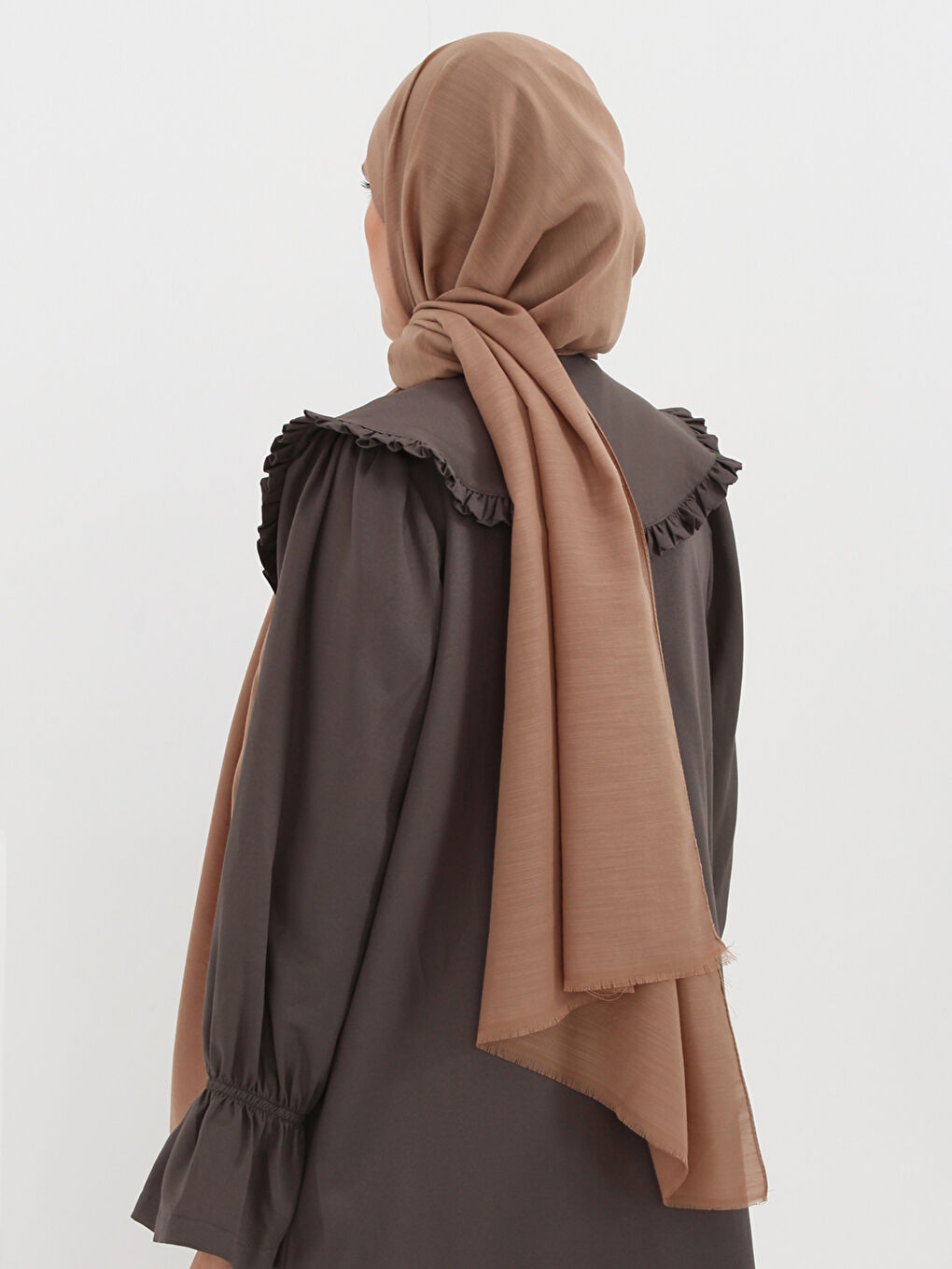 وشاح قطن بلون لحاء الشجر-2