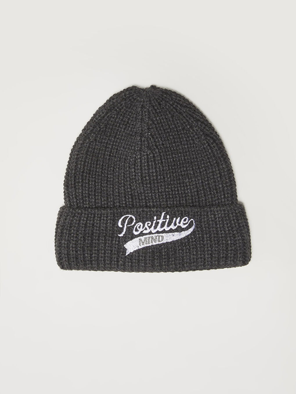 Antrasit Nakışlı Kadın Triko Bere-3