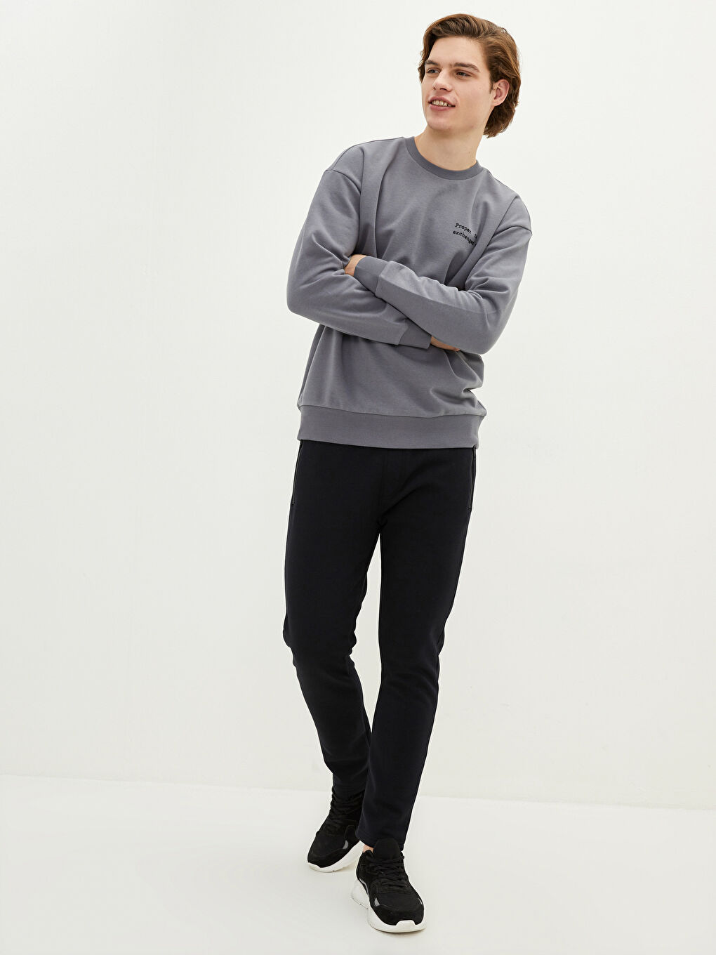 Pantalon de survêtement épais svelte pour hommes-1