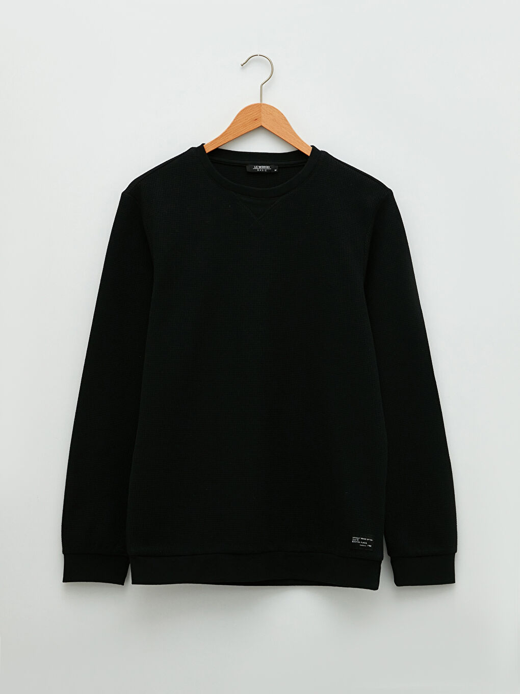 Siyah Bisiklet Yaka Uzun Kollu Erkek Sweatshirt-5